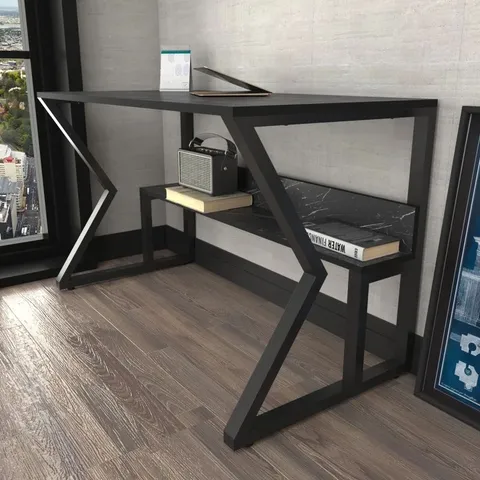 BOXED WAKA 120CM W COMPUTER DESK - BLACK/WHITE (1 BOX)