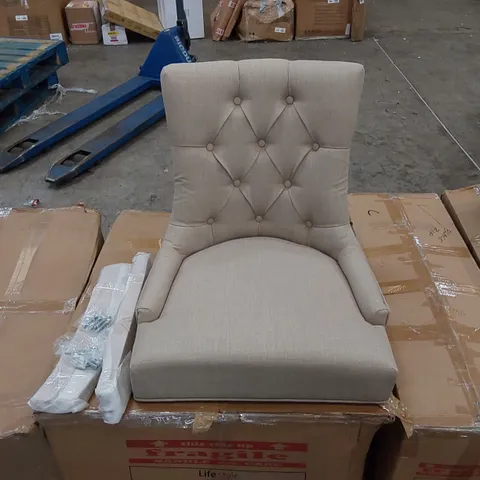 BOXED VERONA DINING CHAIR IN CREAM LINEN WITH OAK LEGS - SET OF 2 