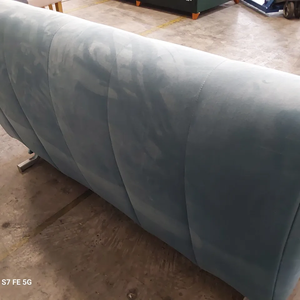 DESIGNER FOLD OUR SOFABED LIGHT BLUE PLUSH FABRIC 