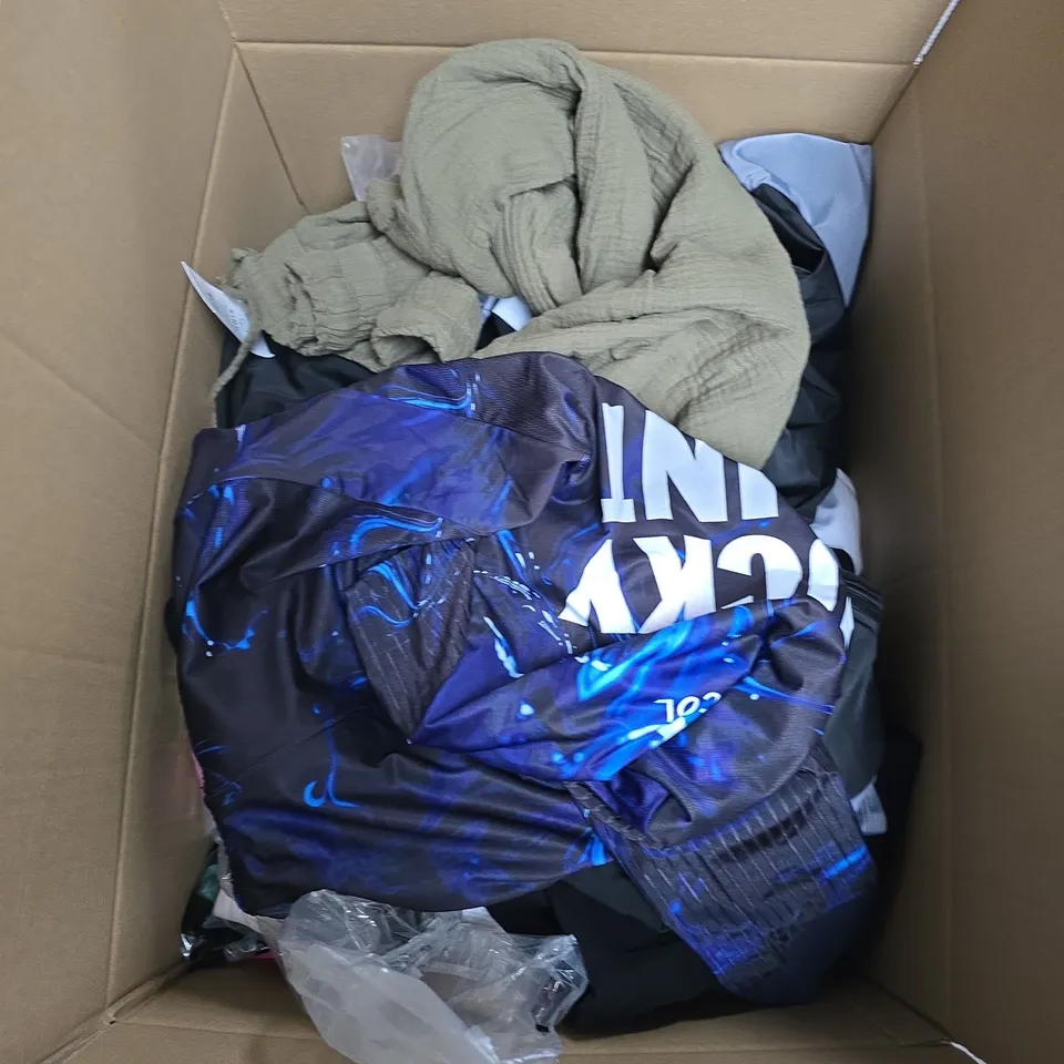 APPROXIMATELY 25 ASSORTED CLOTHING PRODUCTS IN VARIOUS STYLES & SIZES 