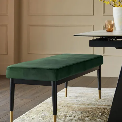 BOSED DANETTI CLOVER DARK GREEN VELVET BENCH WITHOUT BACKREST (1 BOX)