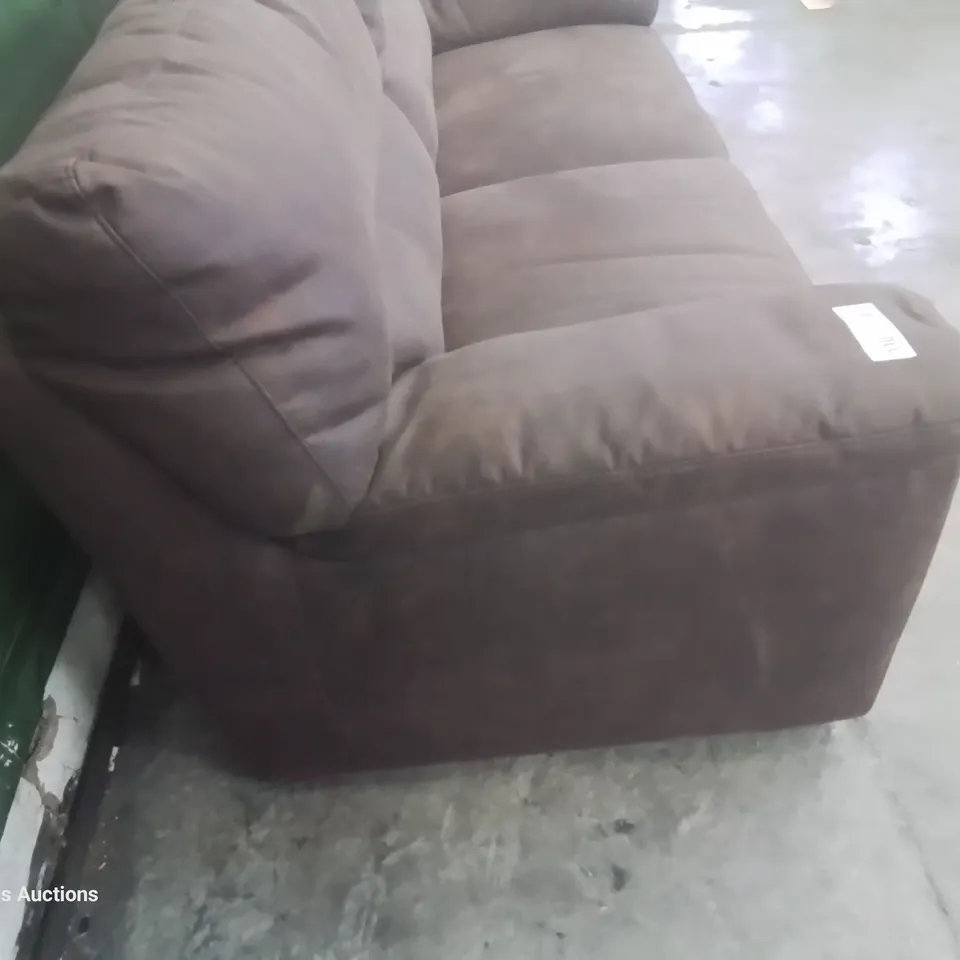 DESIGNER THREE SEATER SOFA BROWN FAUX SUEDE
