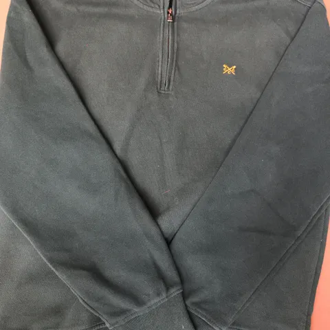 CREW CLOTHING COMPANY 1/4 ZIP LONG SLEEVE FLEECE IN GREEN SIZE MEDIUM