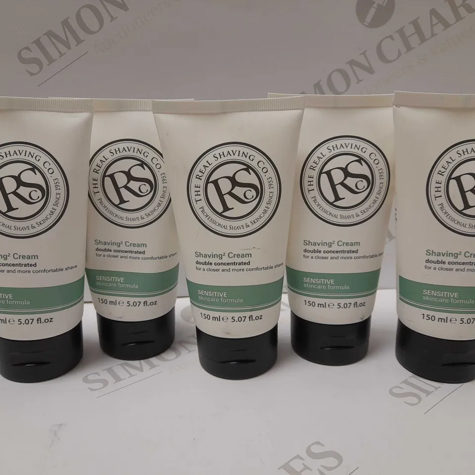 LOT OF 5 X 150ML THE REAL SHAVING CO. DOUBLE CONCENTRATED SENSITUVE SHAVING2 CREAM