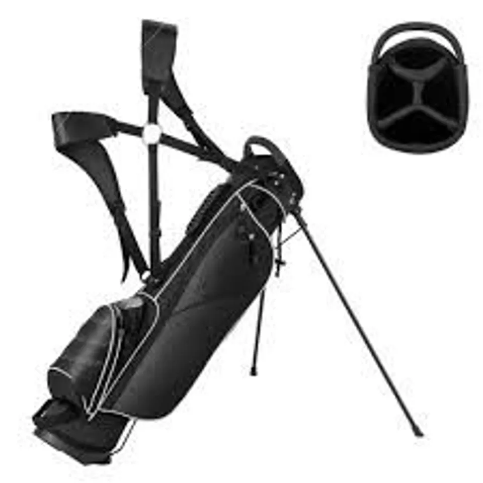 BOXED COSTWAY GOLF STAND CART BAG WITH 4 WAY DIVIDER CARRY ORGANIZER POCKETS - BLACK