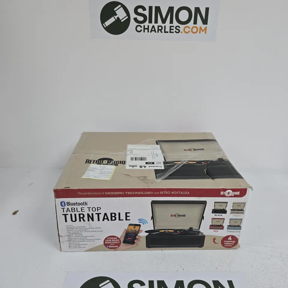 RETRO MUSIQUE BLUETOOTH TABLE TOP TURNTABLE – BOXED (BLACK)