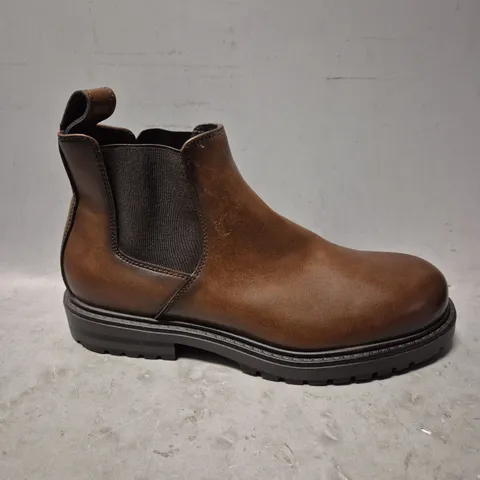 ZARA LEATHER ANKLE CHEALSEA BOOTS, BROWN - UK SIZE 11