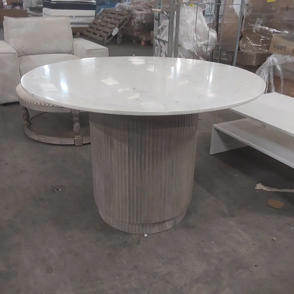 GALLERY DIRECT MARMO REAL MARBLE ROUND DINING TABLE