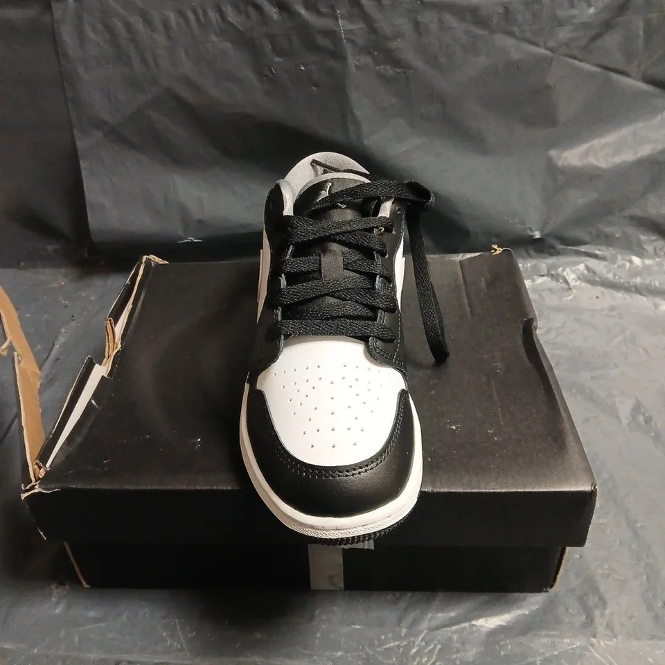 NIKE AIR JORDAN 1 LOW SNEAKERS – BLACK/WHITE/GREY, BOXED UK 4