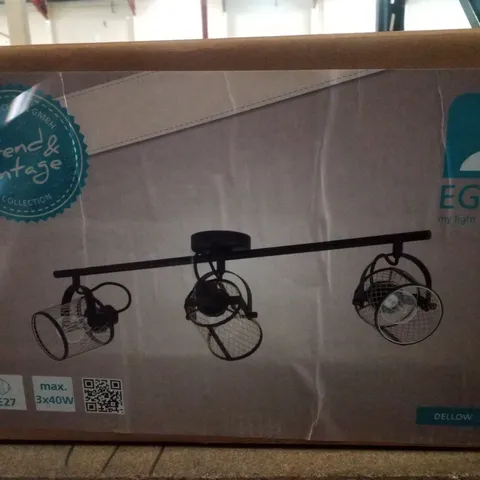 BOXED EGLO DELLOW INDUSTRIAL 3 LIGHT ADJUSTABLE CEILING WALL SPOTLIGHT
