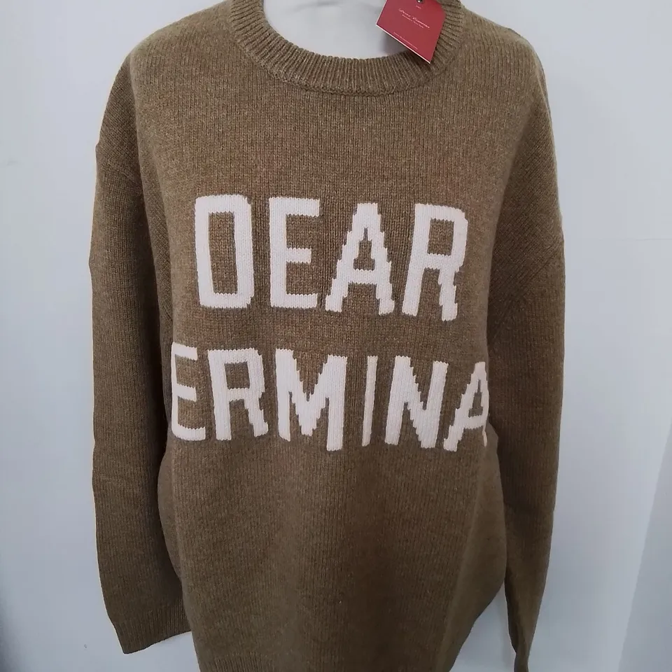 DEAR ERMINA BROWN CREW KNIT JUMPER - M