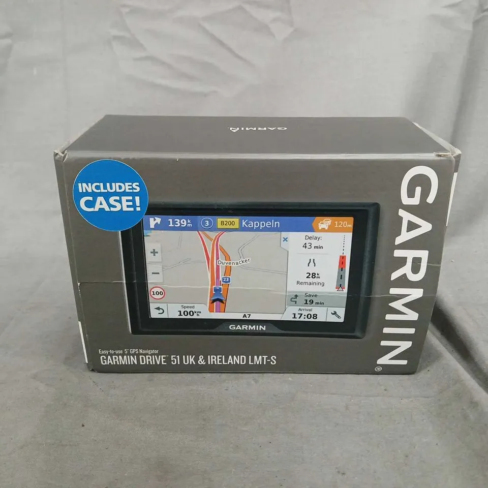 GARMIN DRIVE 51 UK & IRELAND LMT-S GPS SAT NAV – BOXED WITH CASE