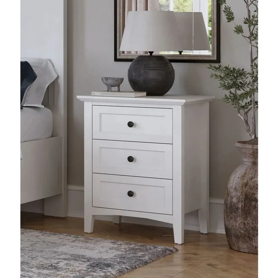 BOXED SNOWFALL GRACE NIGHTSTAND MANUFACTURED WOOD AND SOLID WOOD BEDSIDE TABLE 