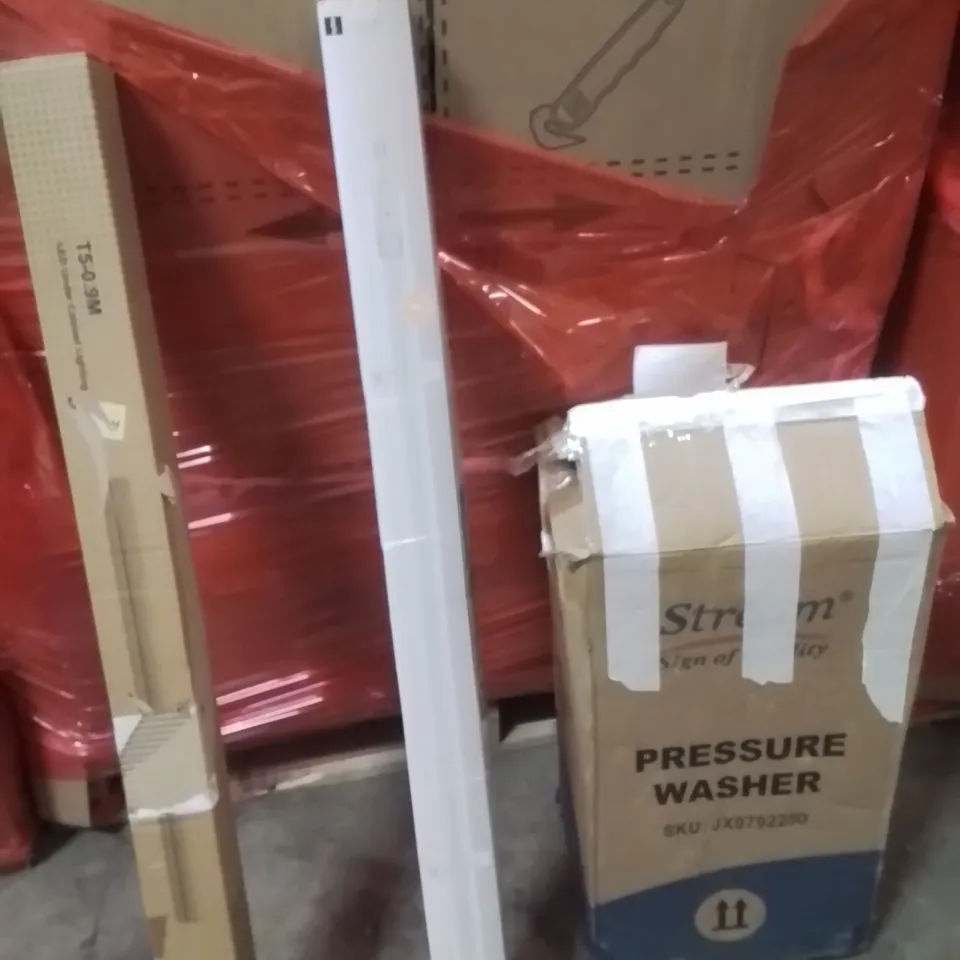 PALLET OF ASSORTED HOUSEHOLD GOODS AND PRODUCTS TO INCLUDE;PRESSURE WASHER,SLIMLINE HEATER,LED UNDER CABINET LIGHTING 