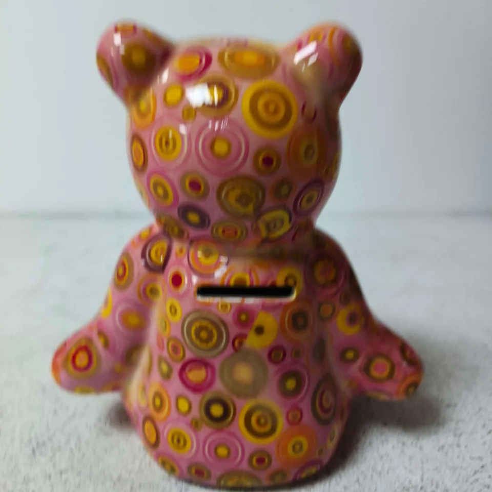 PINK BEAR-SHAPED PIGGY BANK