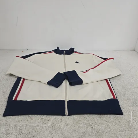 LE COQ SPORTIF JACKET β WHITE WITH NAVY COLLAR, RED SIDE STRIPES SIZE UNSPECIFIED