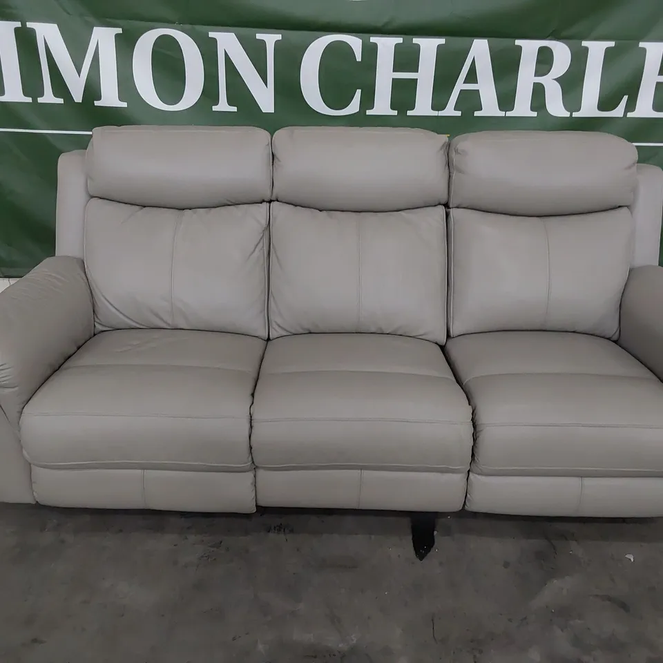 DESIGNER POWER RECLINING THREE SEATER SOFA CLAY LEATHER 