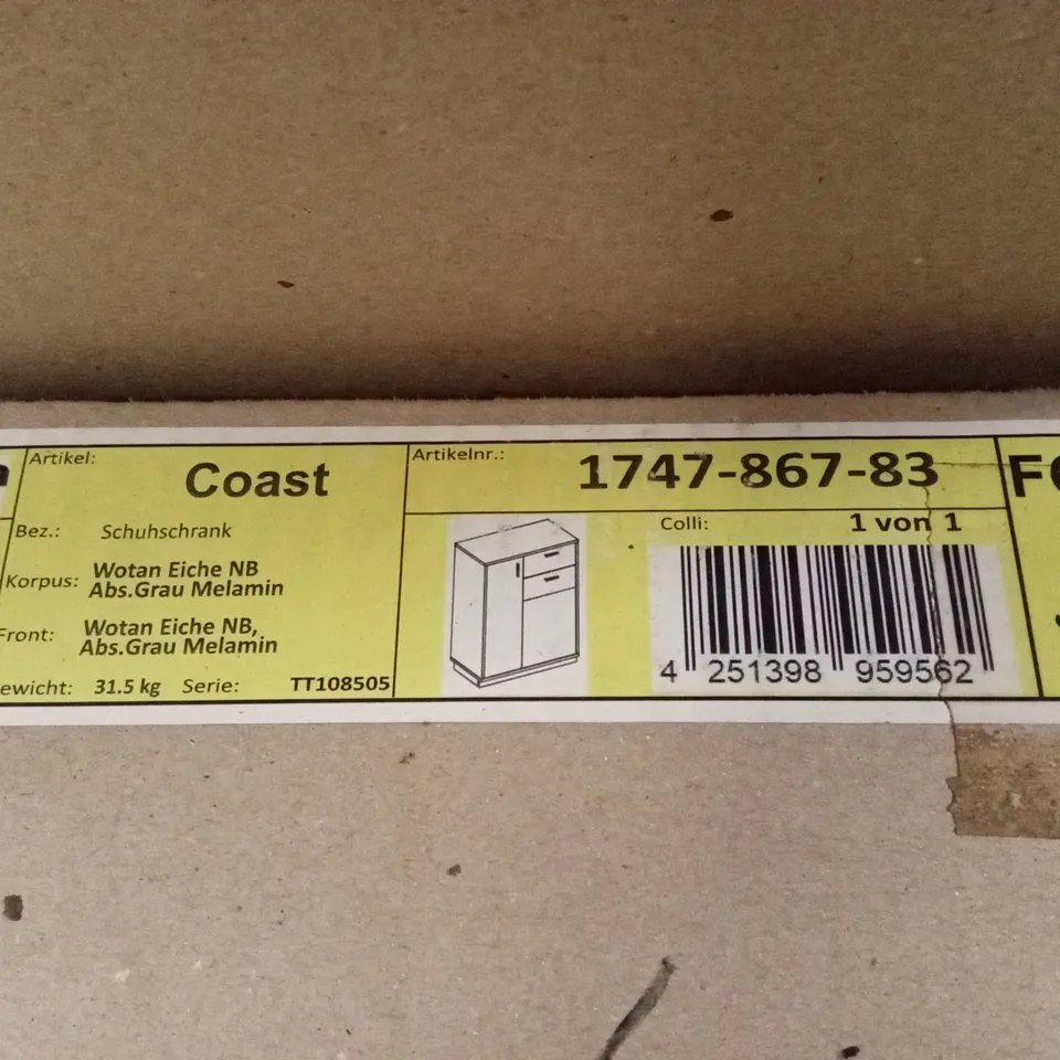 BRAND NEW BOXED COYCO SIDEBOARD IN WOTAN OAK AND GREY (1 BOX)