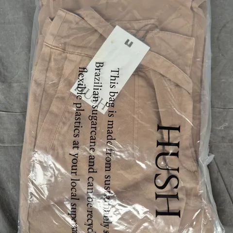 HUSH HIGH WAIST BELTED TROUSERS IN SOFT BROWN SIZE 10