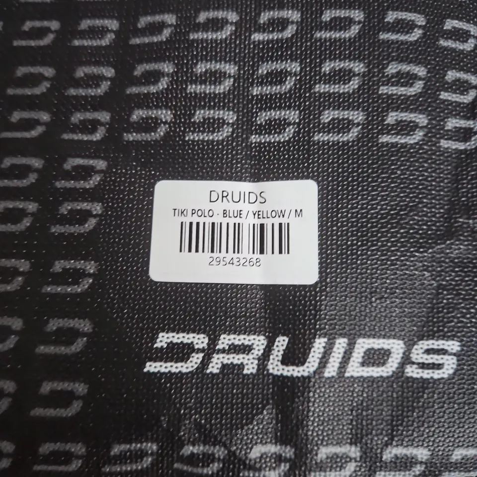 BAGGED DRUIDS TIKI POLO SHIRT - BLUE/YELLOW, SIZE M (MEN)