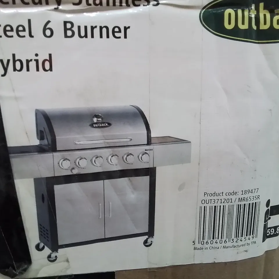 BOXED OUTBACK MERCURY STAINLESS STEEL 6 BURNER HYBRID BBQ