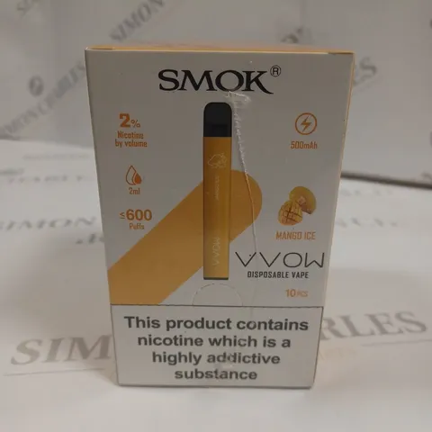 SEALED SMOK VVOW 10-PACK OF DISPOSABLE VAPES - MANGO ICE