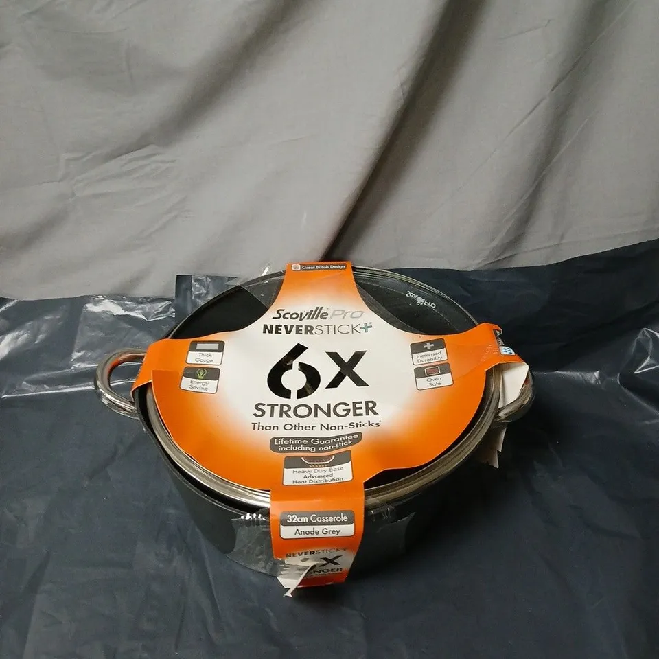 SCOVILLE PRO NEVERSTICK 32CM CASSEROLE WITH LID – ANODE GREY