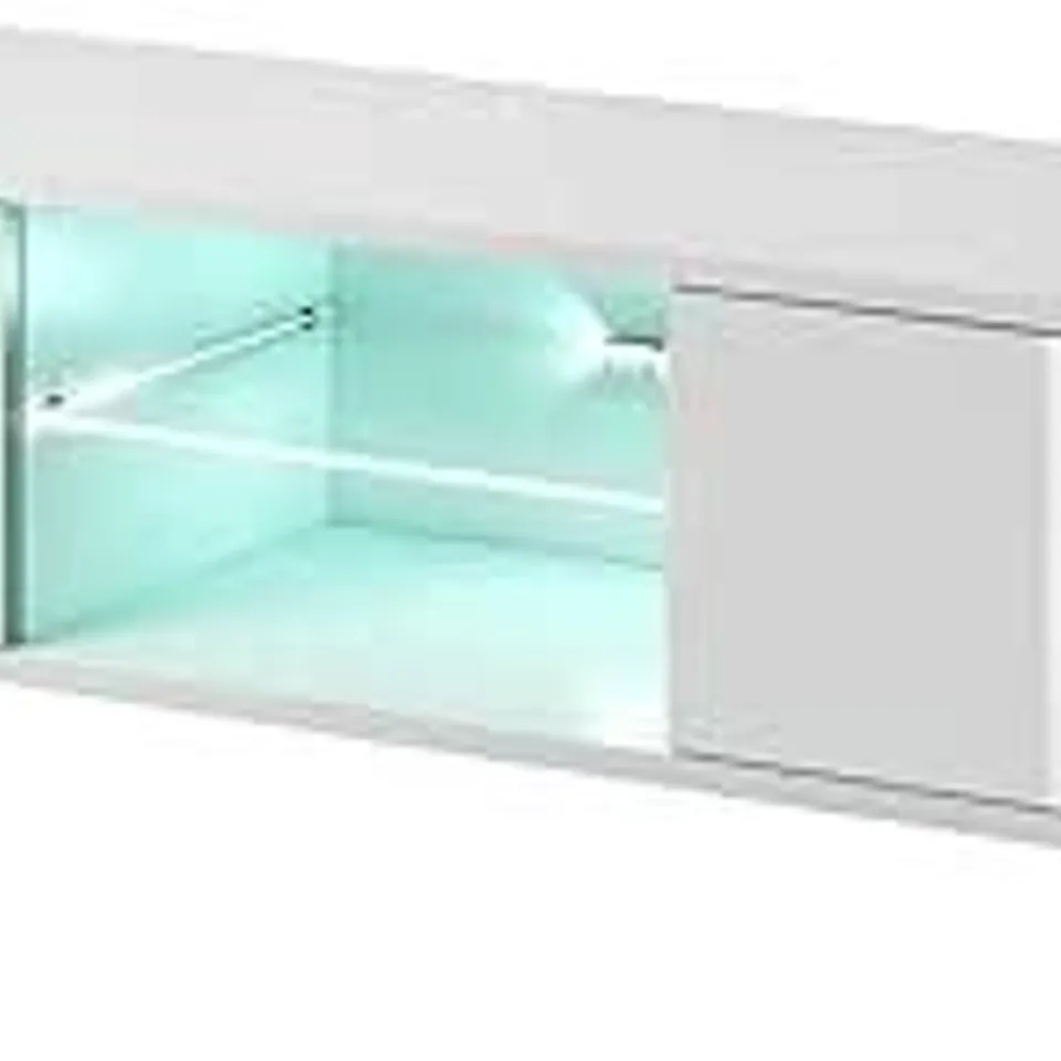 BOXED VIVALDI SWEDEN TV CABINET WITH LED - WHITE/WHITE GLOSS | 45 X 140 X 42cm (1 BOX)