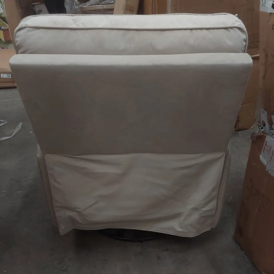 DESIGNER FABRIC UPHOLSTERED SWIVEL/ROCKING ARMCHAIR