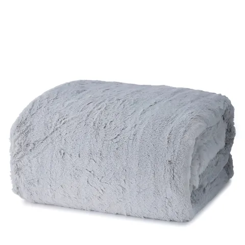 COZEE HOME LUXURY FAUX FUR HEATED THROW UNBOXED dark grey