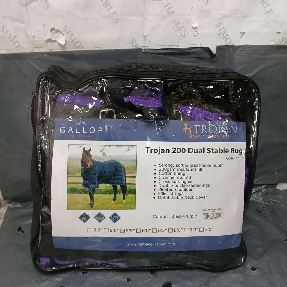 GALLOP TROJAN 200 DUAL STABLE RUG BLACK/PURPLE 