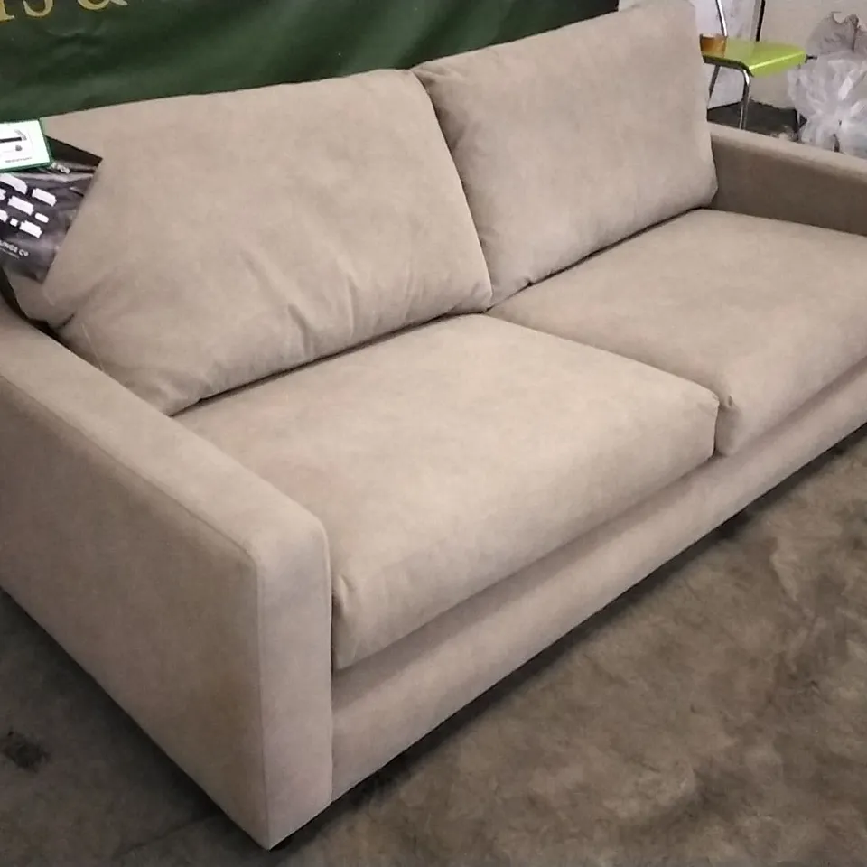 QUALITY DESIGNER LOUNGE CO MINK PLUSH FABRIC 3 SEATER SOFA 
