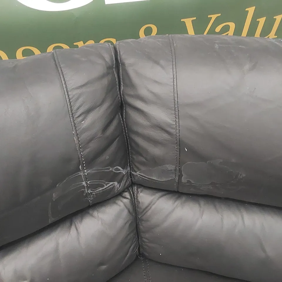 LEIGHTON LEATHER/FAUX LEATHER HIGH BACK POWER RECLINER CORNER GROUP SOFA - BLACK RRP £2599
