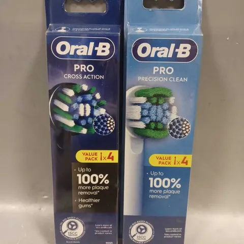 ORAL-B PRO BRUSH HEADS - PRECISION CLEAN WHITE & CROSS ACTION BLACK 