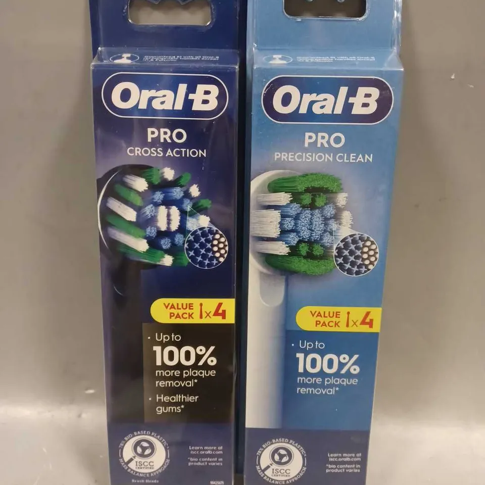 ORAL-B PRO BRUSH HEADS - PRECISION CLEAN WHITE & CROSS ACTION BLACK 