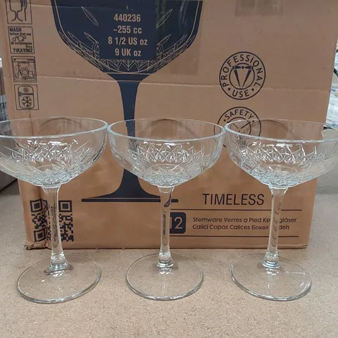 BOXED 9X PASABAHCE TIMELESS VINTAGE COUPE 27CL / 9OZ GLASSES (1 BOX)