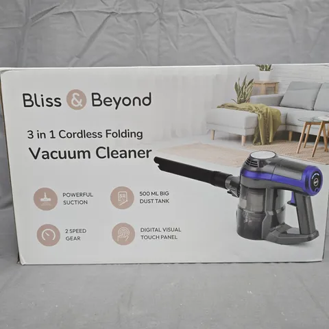 BLISS & BEYOND 3-IN-1 CORDLESS FOLDING VACUUM CLEANER – BOXED