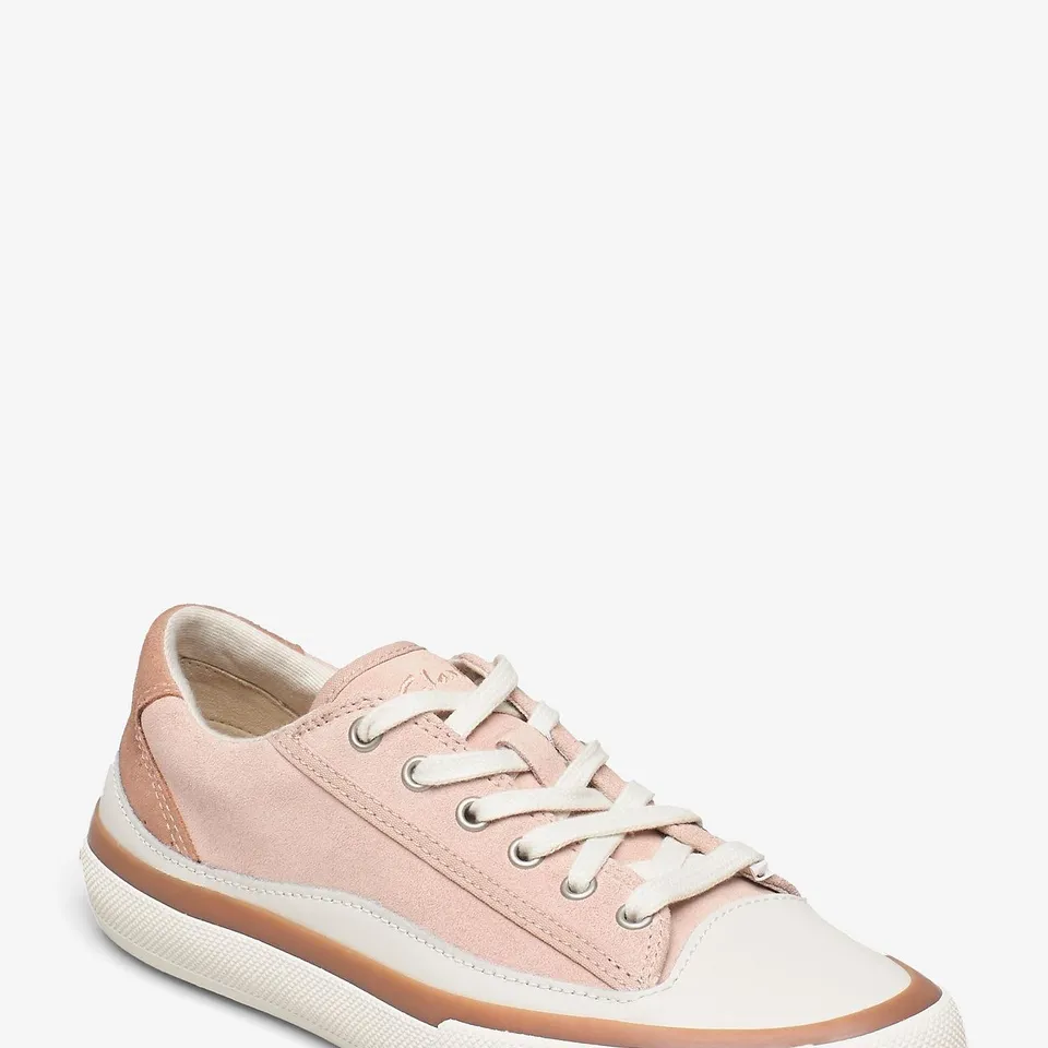 BOXED PAIR OF CLARKS ACELEY LACE LIGHT PINK/WHITE SHOES SIZE 5D RRP £69