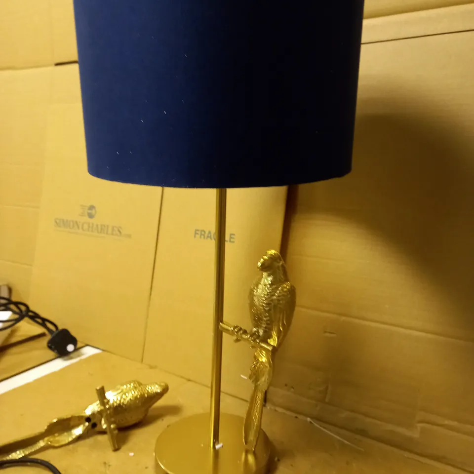 ALISON CORK DOUBLE PARROT DETAIL TABLE LAMP GOLD DUO