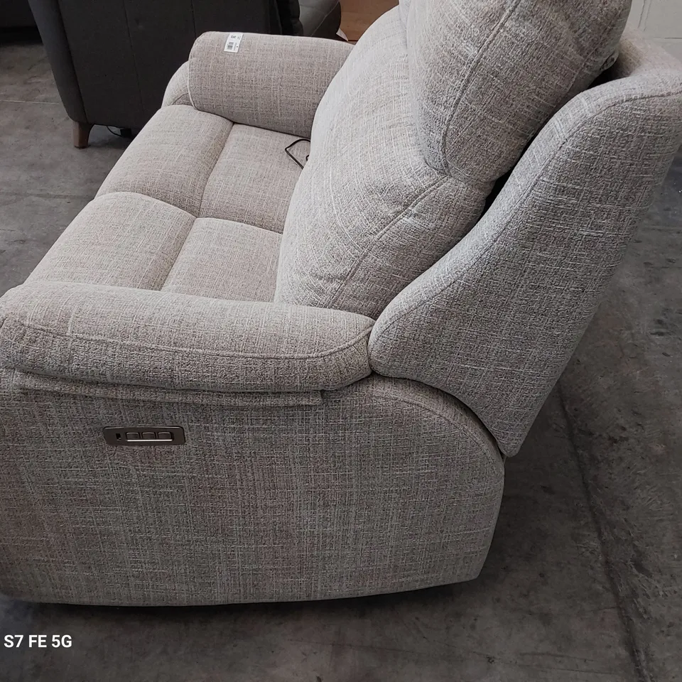 QUALITY BRITISH DESIGNER G PLAN KINGSBURY POWER RECLINING TWO SEATER SOFA BEACH CARAMEL FABRIC 