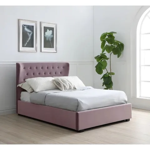 BOXED HEREFORD UPHOLSTERED OTTOMAN BED - HEATHER VELVET // SIZE: 6FT SUPERKING (2 BOXES)