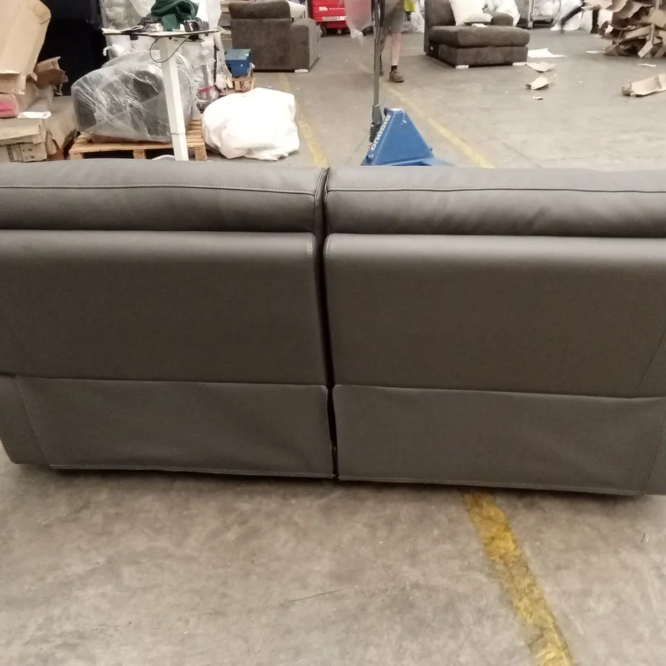 EDISON 3 SEATER LUXURY FAUX LEATHER MANUAL RECLINER SOFA - CHARCOAL RRP £799