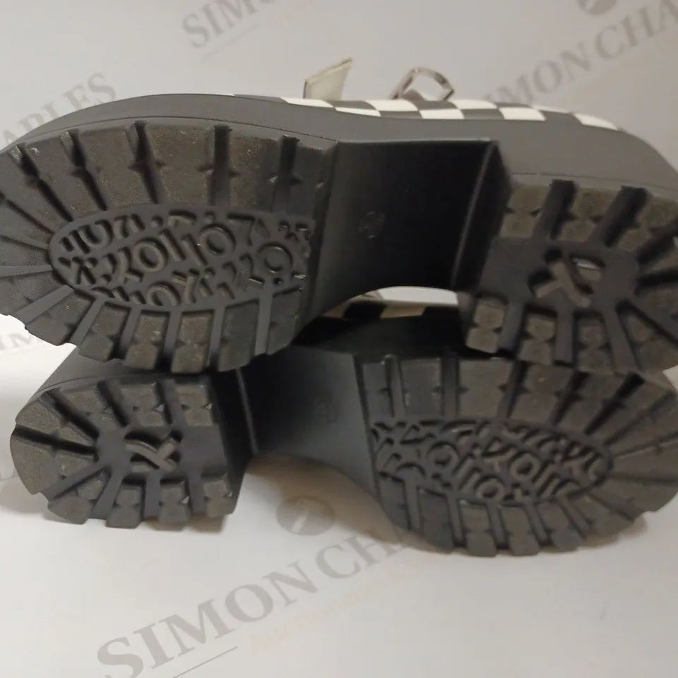 KOI VEGAN BLACK/WHITE CHEQUERED MARY JANES - SIZE 6