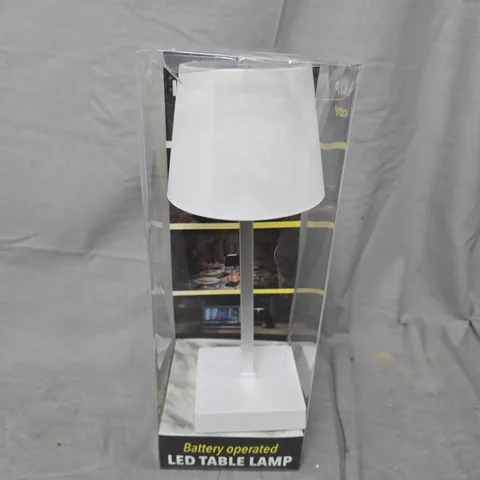 BOXED BATTERY OPERATED LED TABLE LAMP IN WHITE