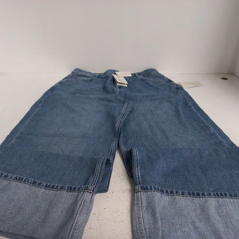 NOBODY'S CHILD WIDE-LEG JEANS TURN UP – BLUE, UK 16