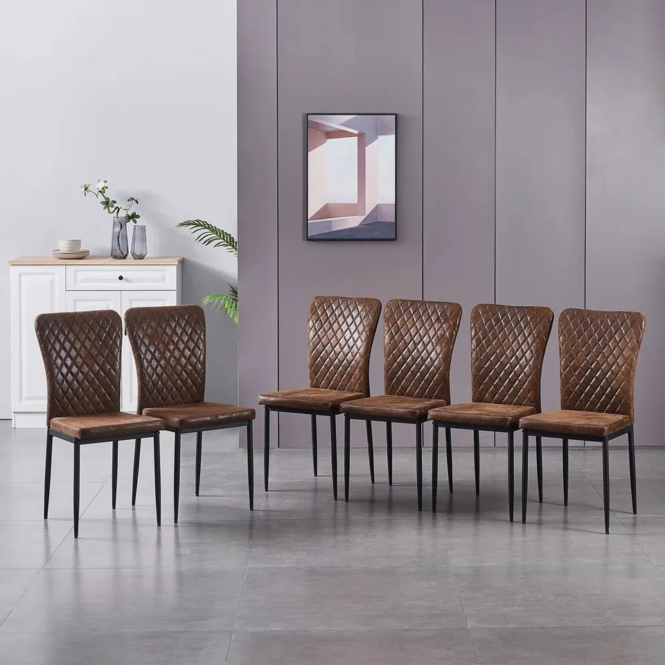 BOXED LELANYA SUEDE UPHOLSTERED DINING CHAIR SET OF 6 BROWN