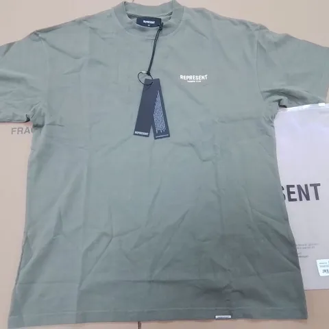 REPRESENT OWNERS CLUB T-SHIRT IN OLIVE -XS