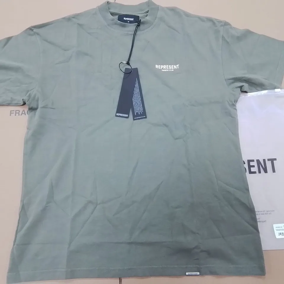 REPRESENT OWNERS CLUB T-SHIRT IN OLIVE -XS