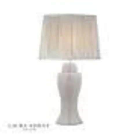 LAURA ASHLEY REGINA TABLE LAMP, GREY CRACKLE GLAZE, POLISHED CHROME