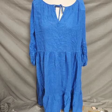 NRBY IRIS GAUZE LINEN DRESS IN COBALT BLUE SIZE M